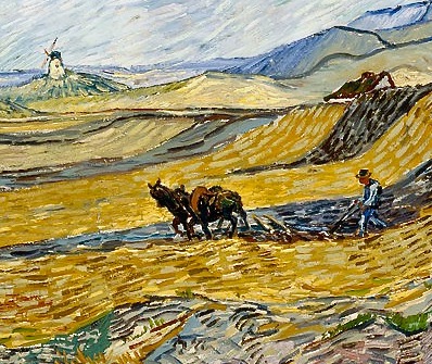 
Van Gogh, Enclosed Field with Ploughman, October 1899